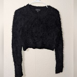 Majorelle Furry Cropped Black Sweater Small